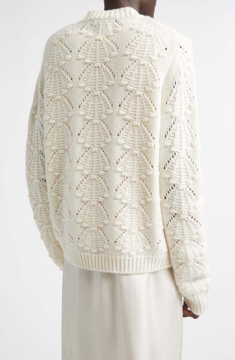 LOULOU DE SAISON Back 3D Shell Knit Cashmere Cardigan, Alternate, color, Ivory