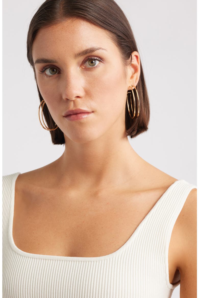 Open Double Hoop Earrings, Alternate, color, GOLD