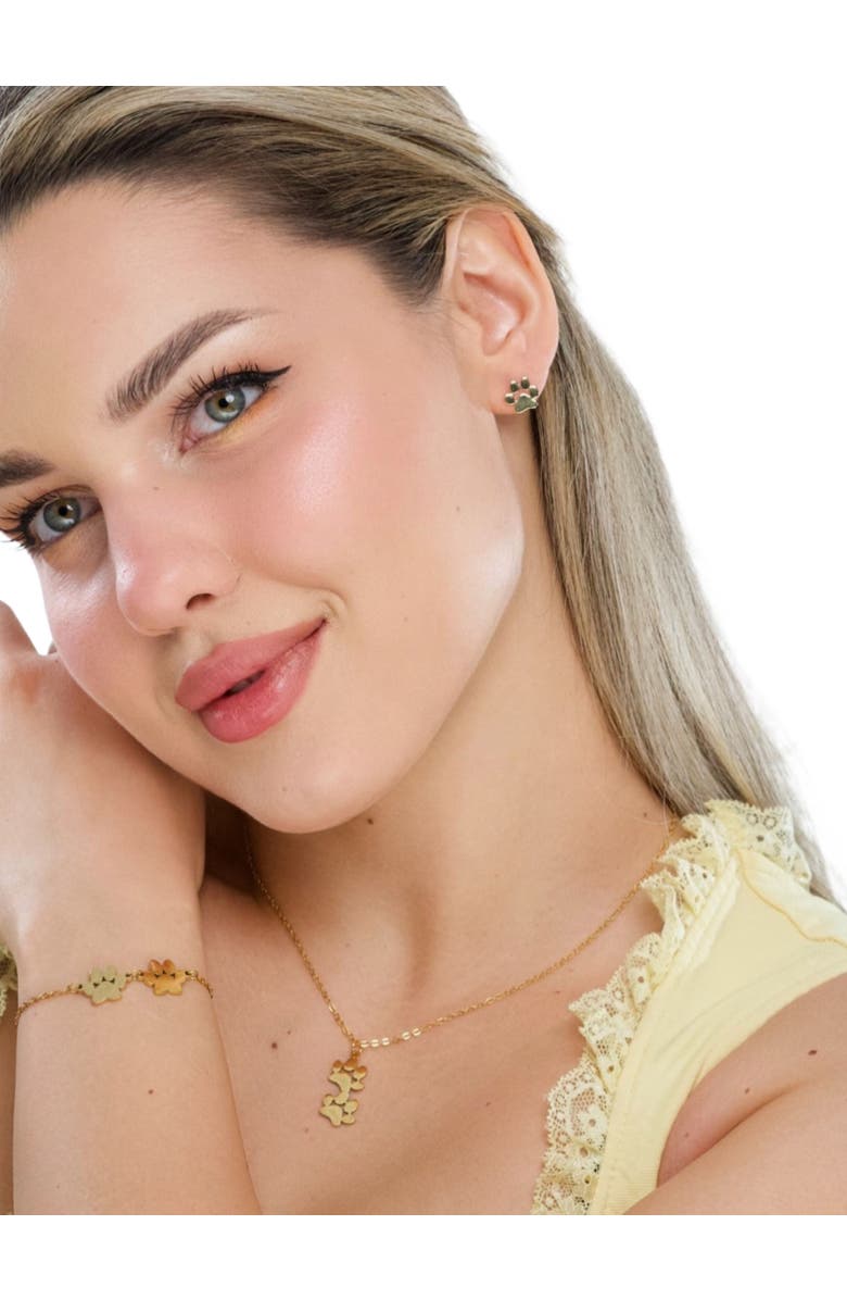 Hollywood Sensation EverPaw Double Paw Print Gold Plated Necklace, Alternate, color, Gold