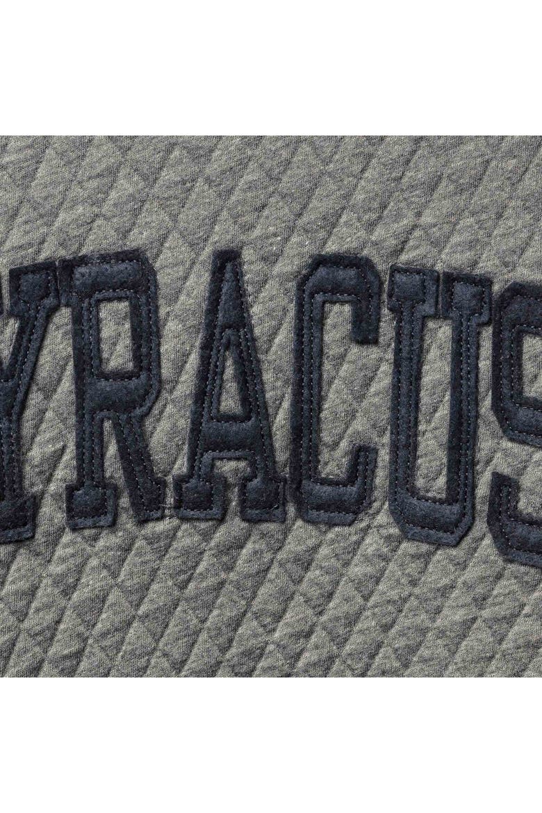 Women's Pressbox Heather Charcoal Syracuse Orange Moose Quilted Pullover Sweatshirt, Alternate, color, Heather Gray
