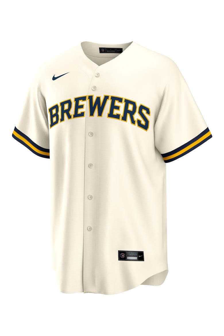 Men's Nike Christian Yelich Cream Milwaukee Brewers Alternate Replica Player Jersey, Main, color, CREAM