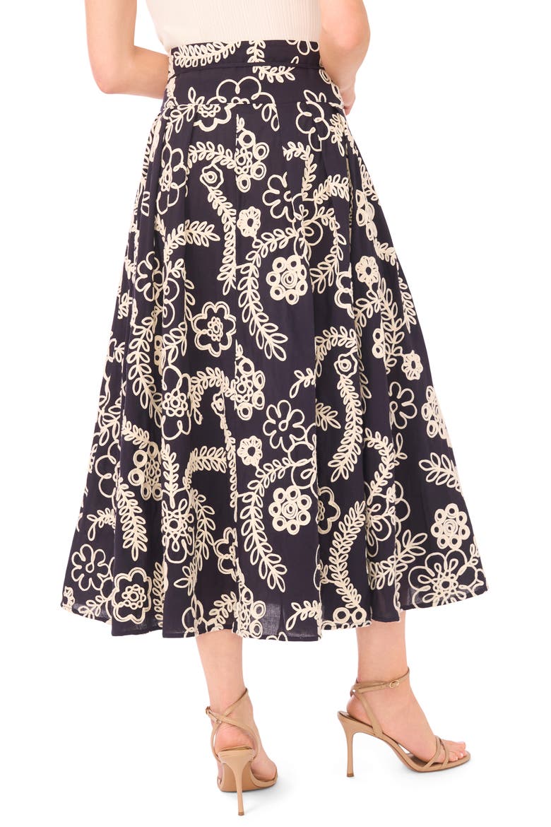 Guinevere Floral Embroidered Cotton Midi Skirt, Alternate, color, EMERALD BERRY