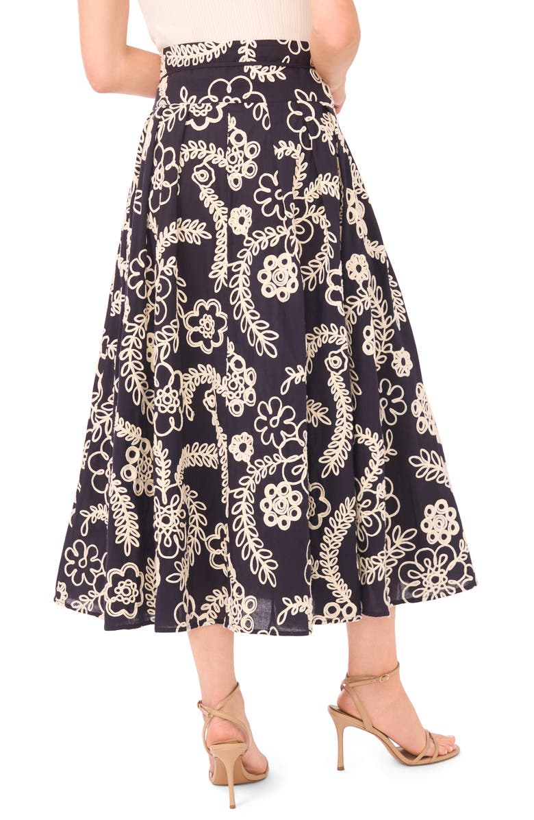 Ted Baker Guinevere Floral Embroidered Cotton Midi Skirt, Alternate, color, Emerald Berry