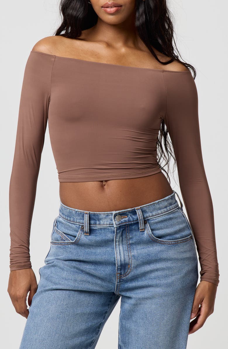 Florence by Mills Softie Flex Long Sleeve Top, Main, color, Chestnut