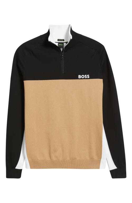 Hugo Boss Water-repellent Quarter-zip Sweatshirt In Black