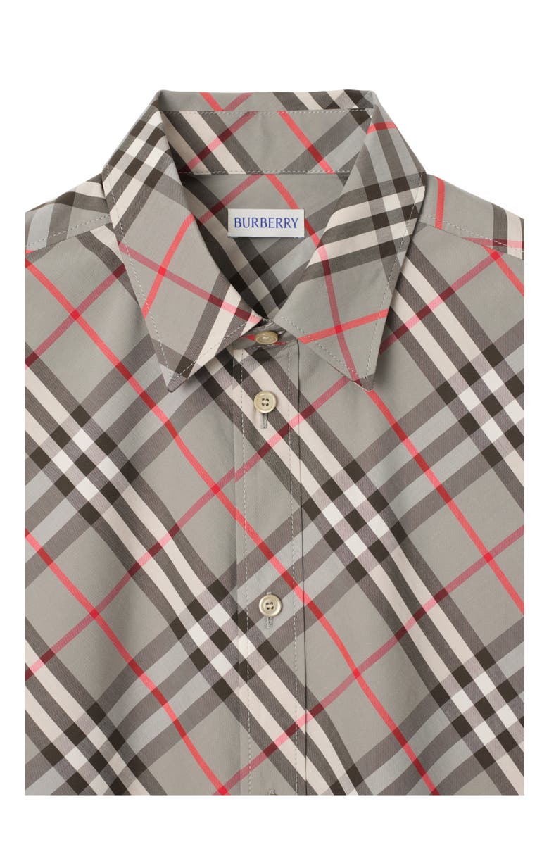 Burberry Regular Fit Check Cotton Shirt, Alternate, color, Mauve Grey
