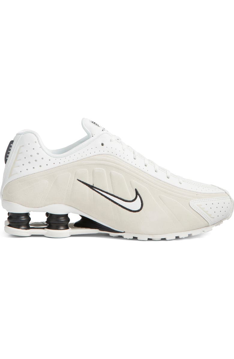 Nike Shox R4 Sneaker, Alternate, color, Summit White/ Black/ Brown