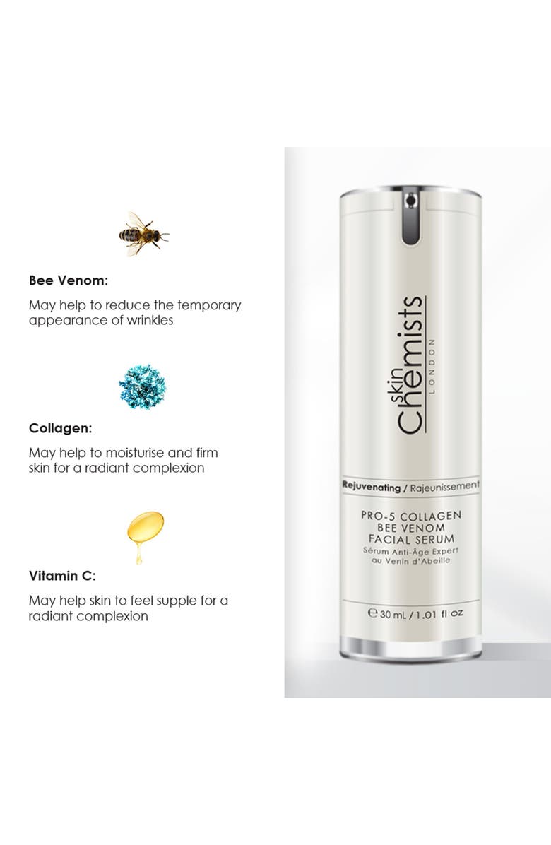 SKINCHEMISTS Pro-5 Collagen Bee Venom Facial Serum 30ml x 3 Trio Set, Alternate, color, White