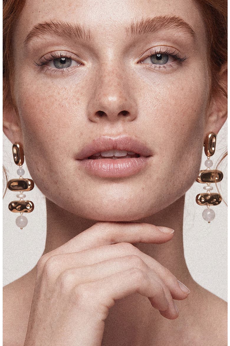 Molten Tiered Bead Linear Drop Earrings, Alternate, color, WHITE