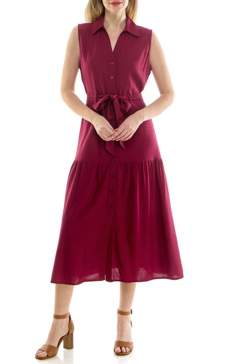 Sleeveless Belted Shirtdress
