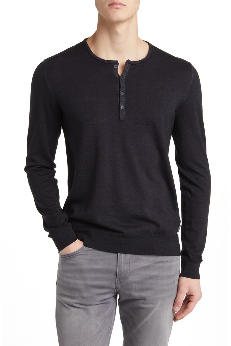 Eren Merino Wool Blend Henley, Main, color, BLACK