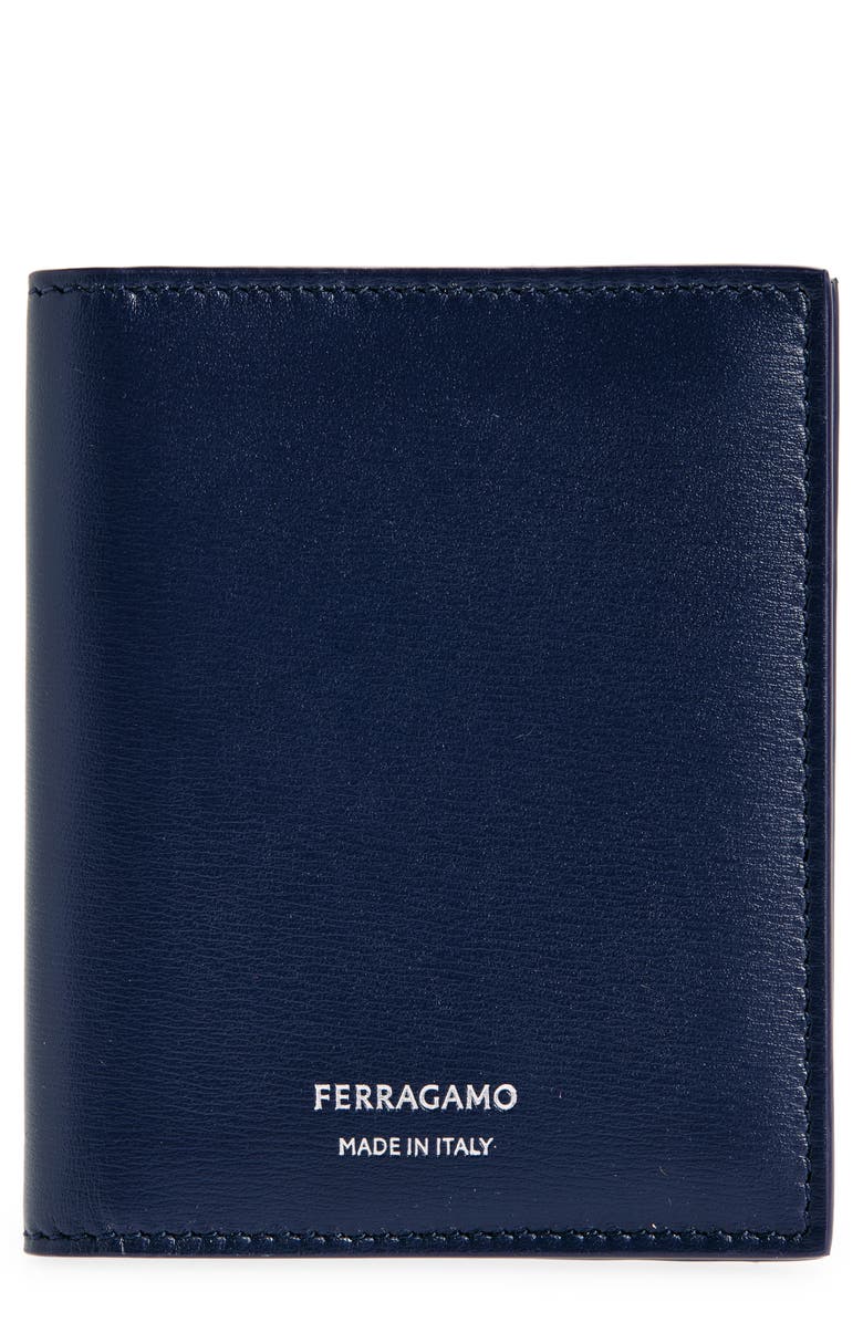 FERRAGAMO Classic Tall Leather Bifold Wallet, Main, color, Midnight