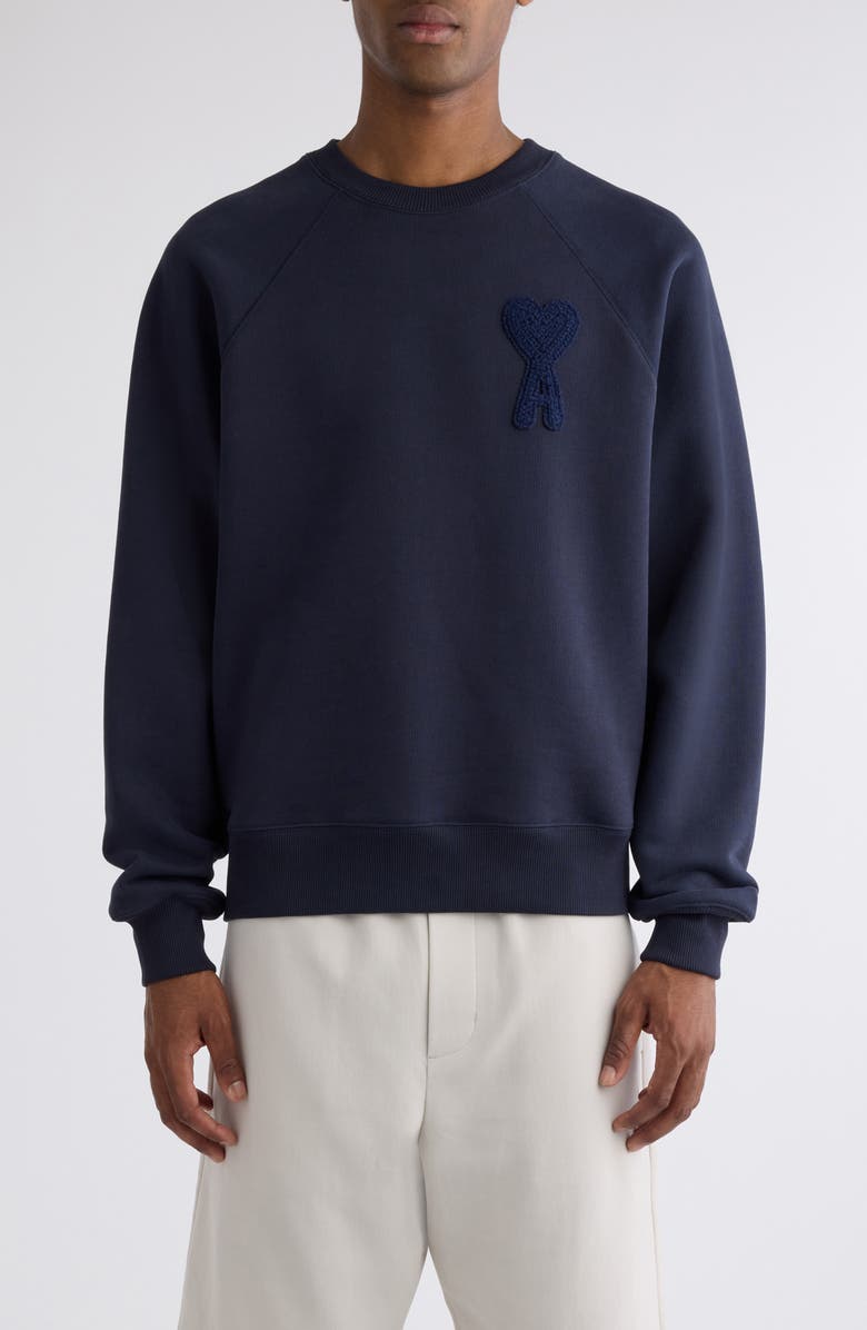 AMI PARIS Ami de Coeur Monogram Patch Sweatshirt, Main, color, 