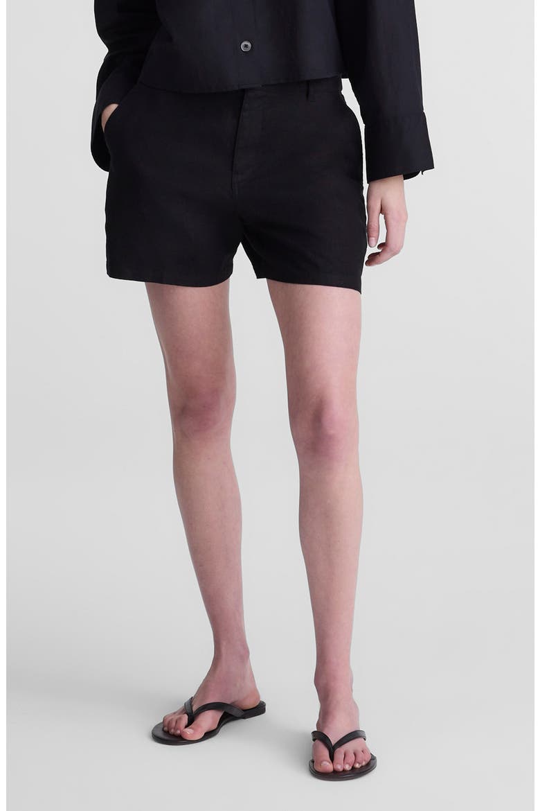 Zoe Linen Shorts, Main, color, JET BLACK