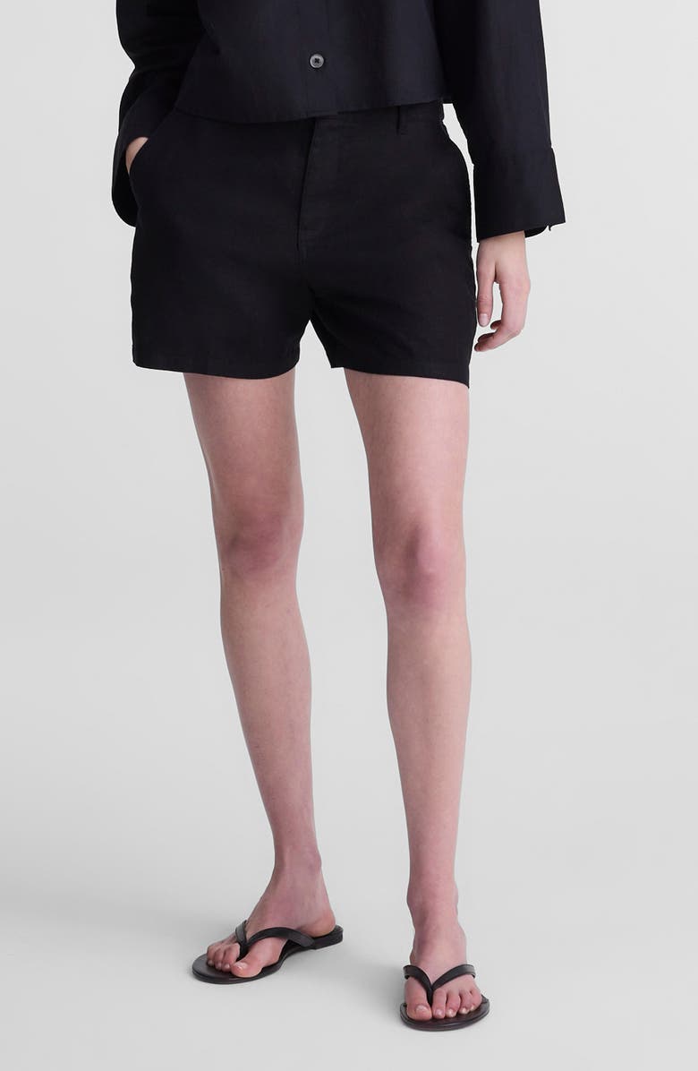 Madewell Zoe Linen Shorts, Main, color, Jet Black
