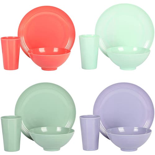 Gibson Home Zelly 12 Piece Round Melamine Dinnerware Set In Multi