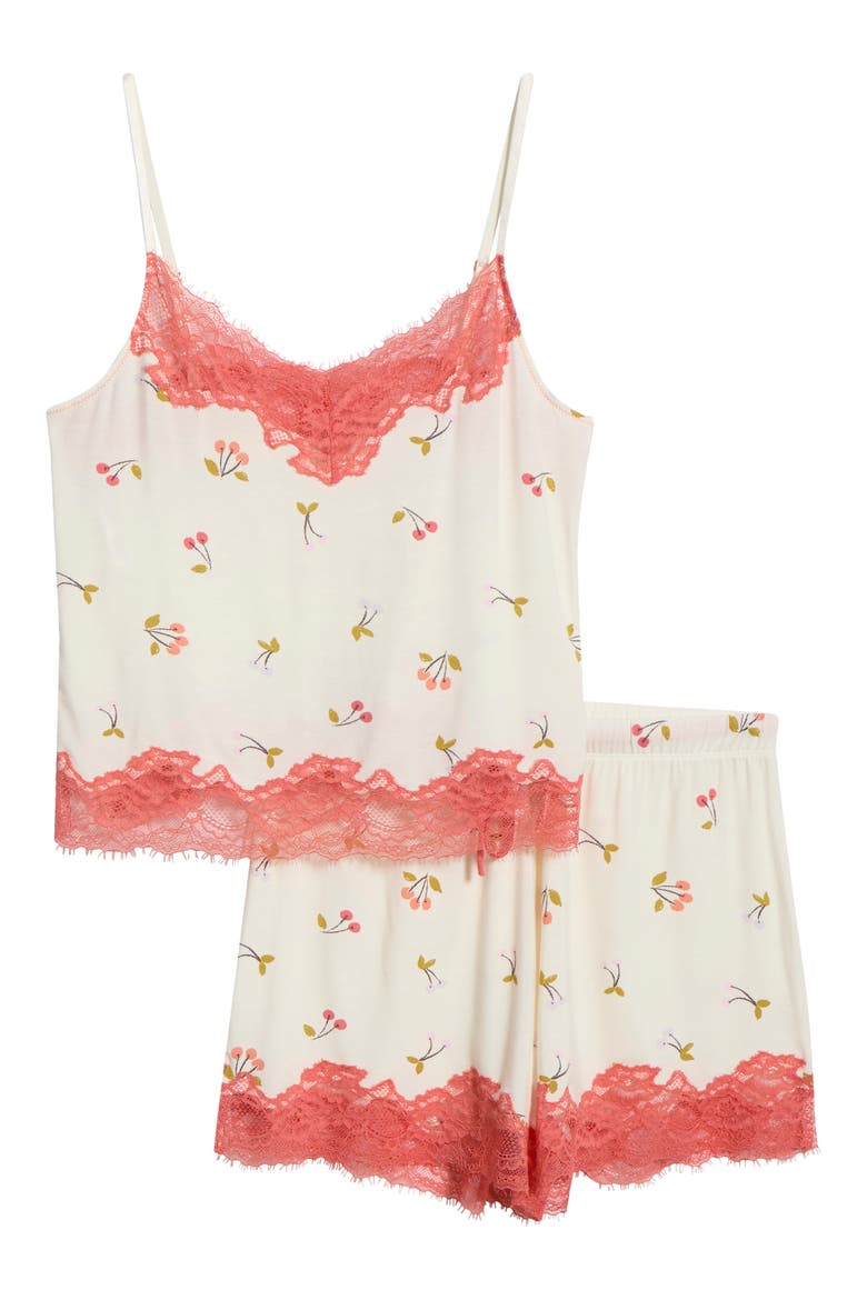 All American Shortie Pajamas, Alternate, color, CREAM MULTI CHERRIES