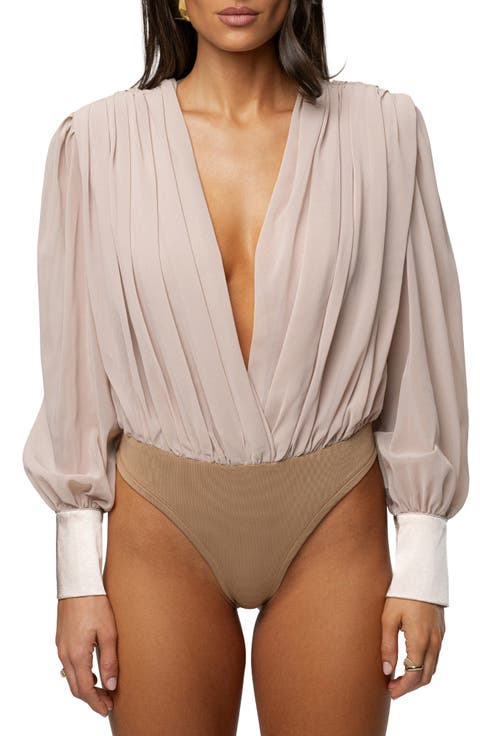 Pleated Long Sleeve Bodysuit