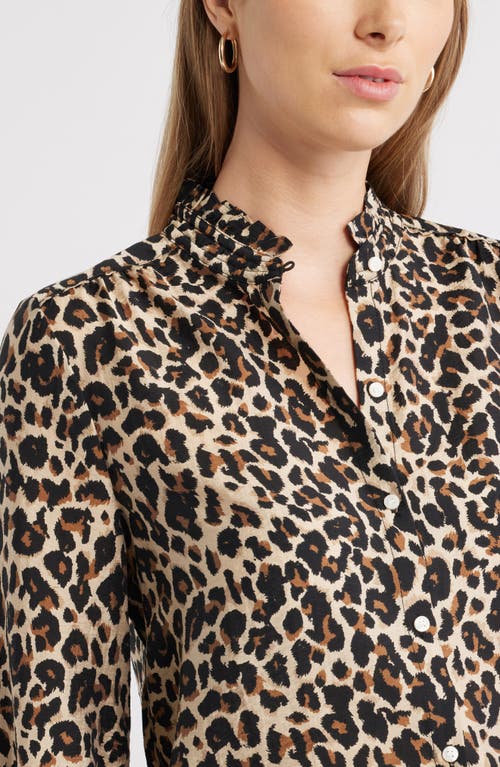 Caslonr Caslon(r) Ruffle Button-up Shirt In Animal Print