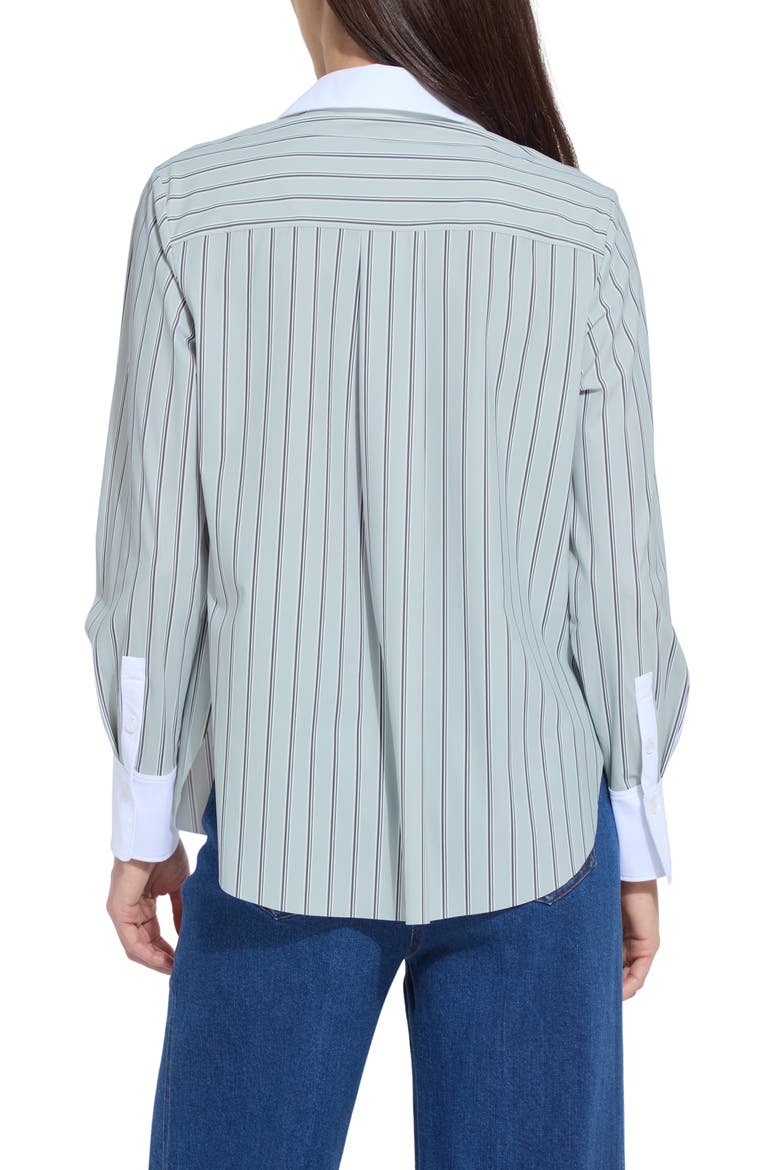 Stripe Button-Up Shirt, Alternate, color, MOON STRP