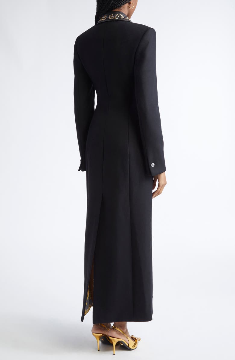 Versace Felted Studded Longline Coat, Alternate, color,