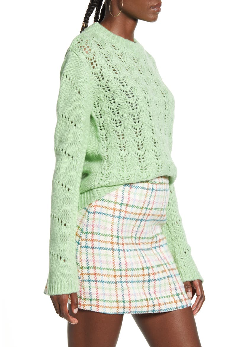 Pointelle Knit Sweater, Alternate, color, MINT