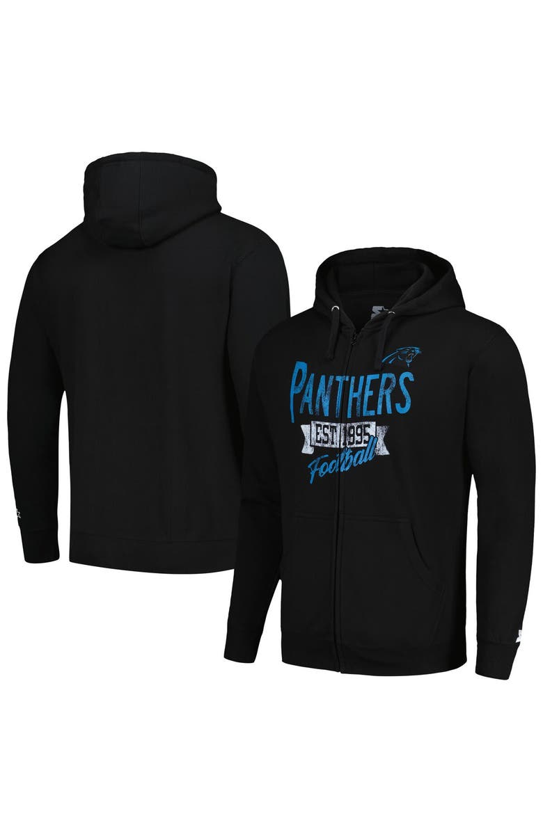 STARTER Men's Starter Black Carolina Panthers Domestic Post Season Full-Zip Hoodie, Main, color, Black