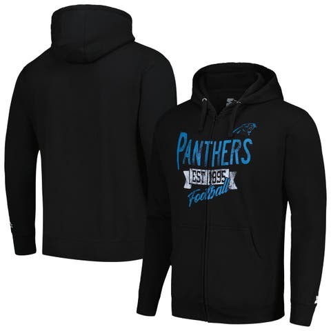 Men's Starter Black Carolina Panthers Domestic Post Season Full-Zip Hoodie