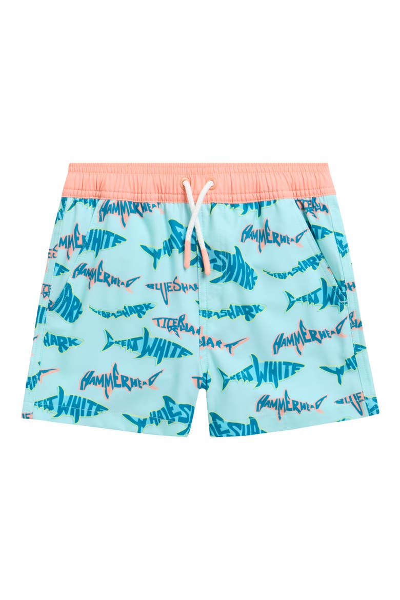 Kids' Volley Swim Trunks, Main, color, AQUA SHARK
