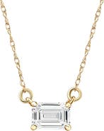 Bliss Diamond 3/4Ct Emerald Cut Diamond White or Yellow Gold Pendant 18" Necklace Lab Grown