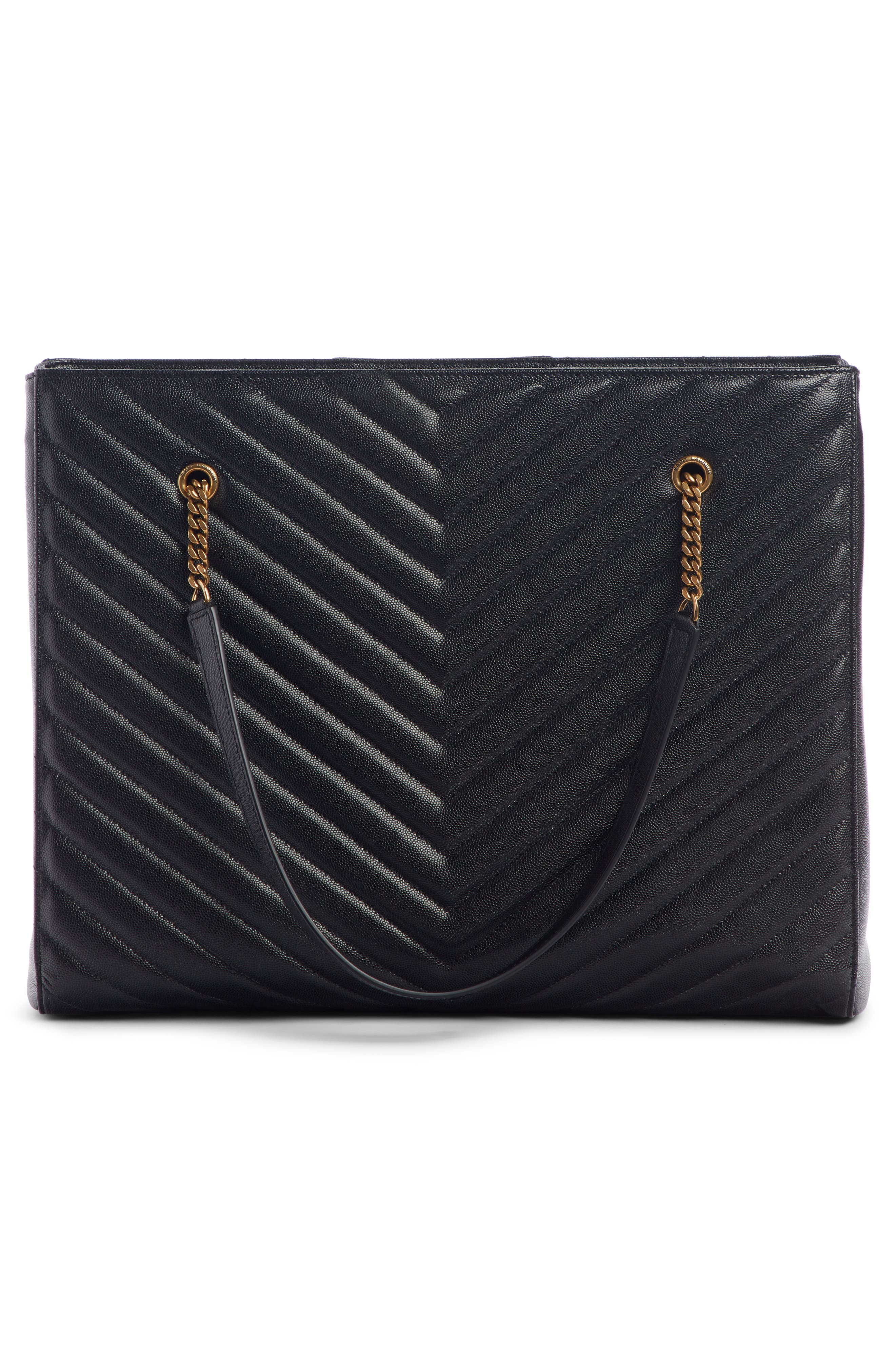 Saint Laurent Large Tribeca Quilted Calfskin Leather Tote, Alternate, color, 
