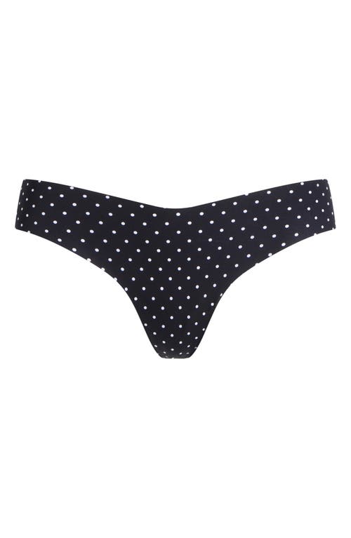 Commando Microfiber Thong In Black White Dot