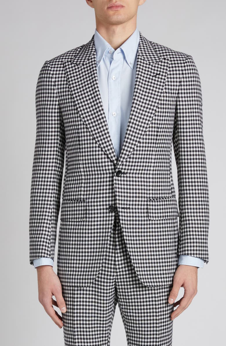 TOM FORD Atticus Tattersall Wool & Cashmere Suit, Alternate, color, Zblaw Black/ White