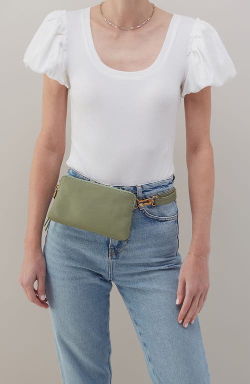 Hobo Slim Fern Leather Belt Bag In Watercress