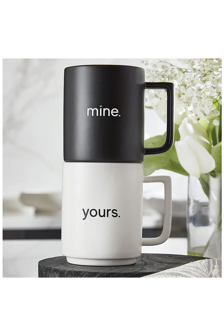 Yours & Mine Set of 2 Matte Mugs, Alternate, color, WHITE/ BLACK