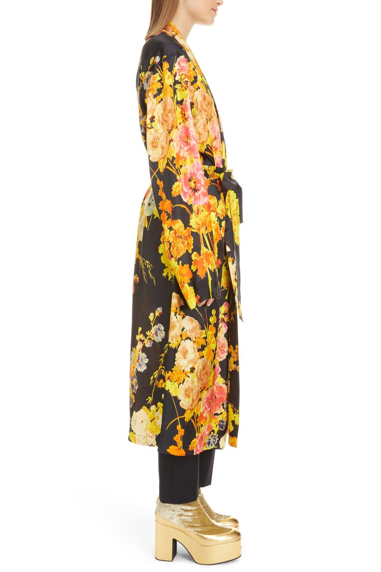Floral Wrap Long Sleeve Dress, Alternate, color, BLACK