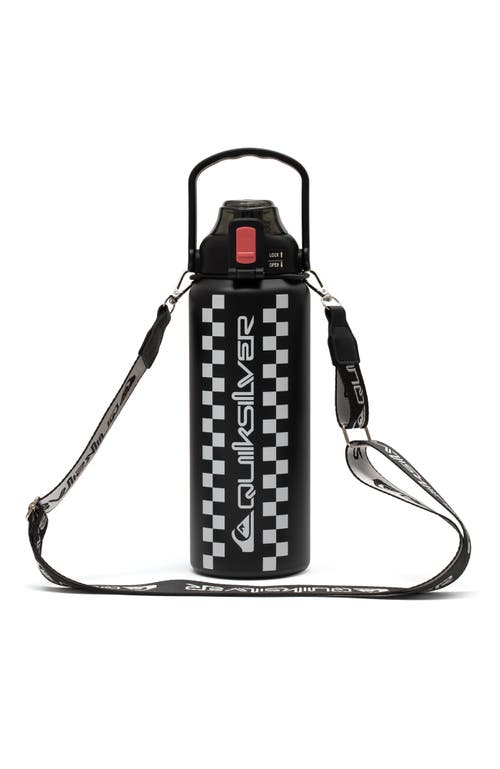 Quiksilver Ventura Double Walled Insulated 30oz Stainless Steel Tumbler With Cross Body Strap In Black