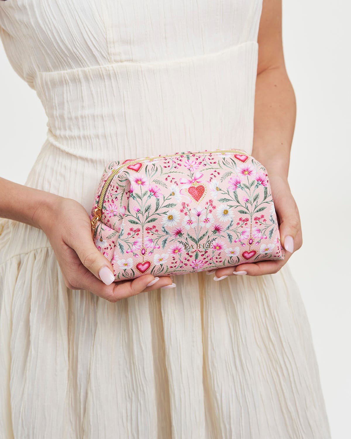 Penelope Floral Heart Cosmetic Pouch, Alternate, color, Light/Pastel Pink
