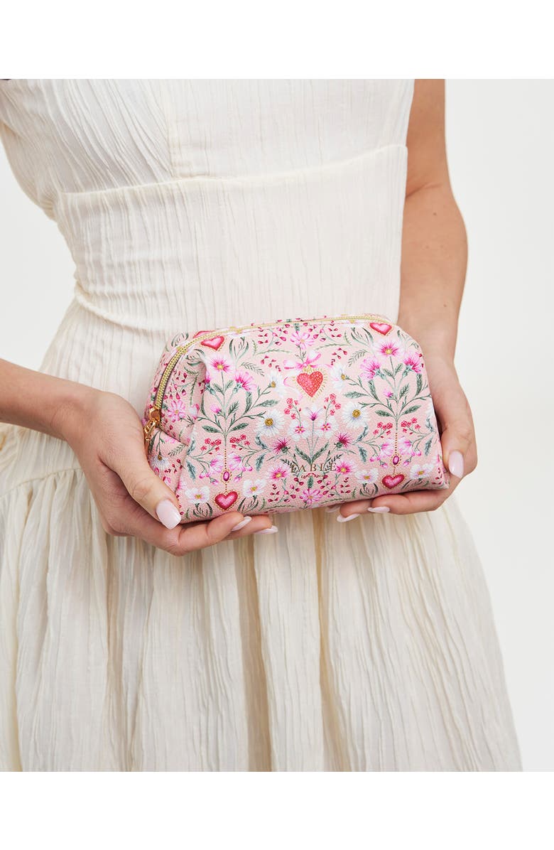 Fable England Penelope Floral Heart Cosmetic Pouch, Alternate, color, Light/Pastel Pink