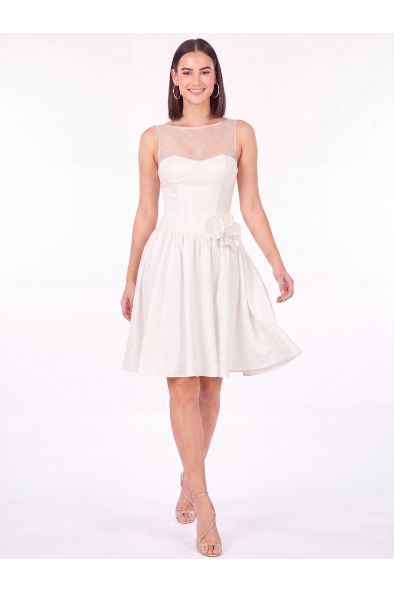 Beaded Faux-Wrap V-Neck Bridal Gown, Alternate, color, Ivory
