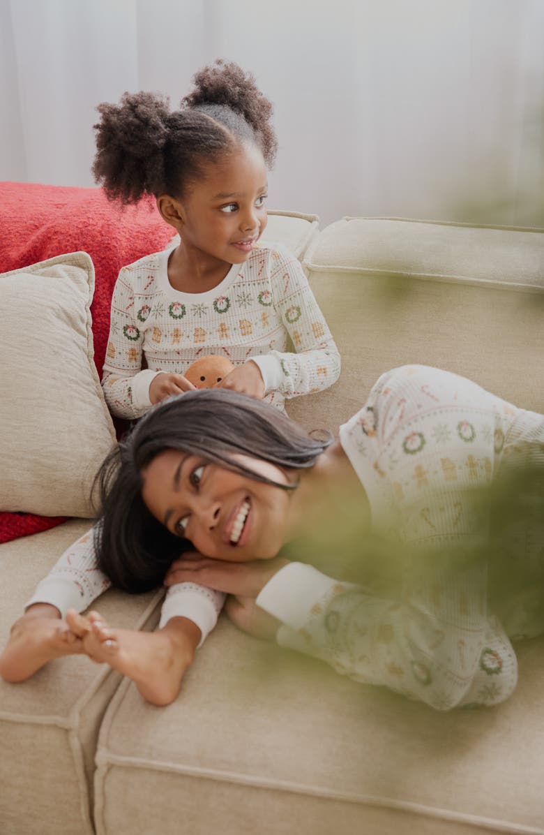 Petit Lem Kids' Holiday Treats Fair Isle Print Fitted Two-Piece Pajamas, Alternate, color, Off White