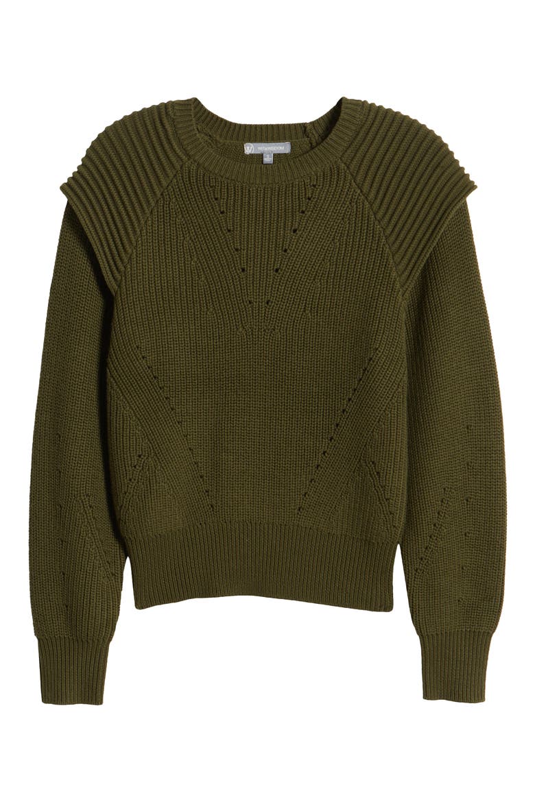 Extended Shoulder Sweater, Alternate, color, WINTERGREEN