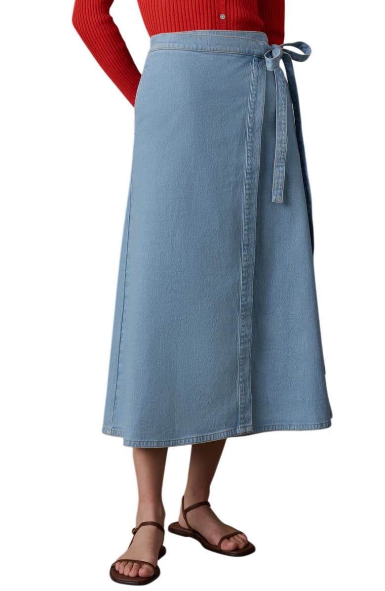 Faherty Solstice Denim Wrap Maxi Skirt, Main, color, Bay Drift Wash
