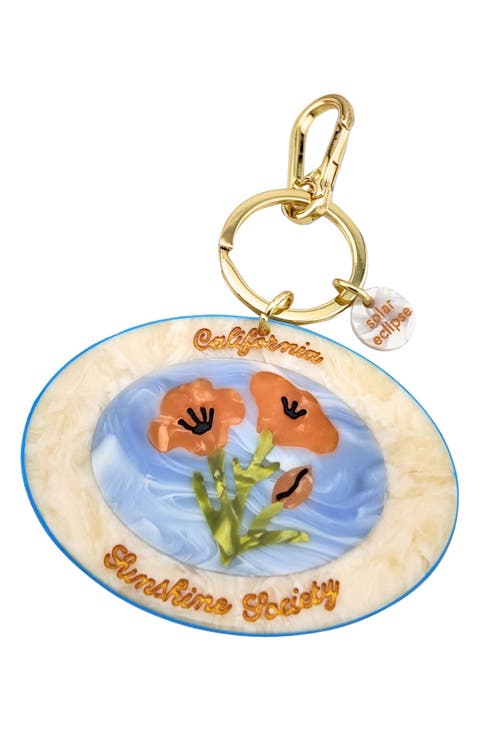 Hand Painted California Sunshine Society Key Chain Bag Charm
