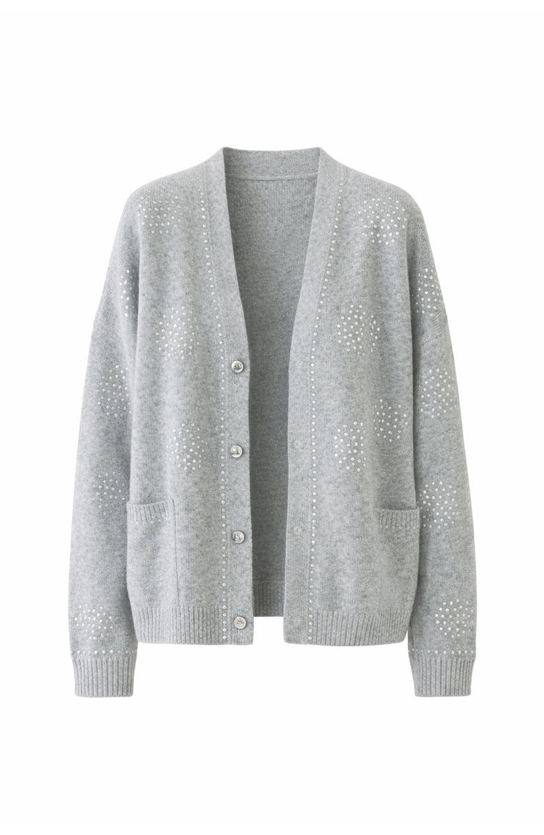 Exquise Asher Sequin Printed Cashmere Blend Cardigan, Alternate, color, Grey