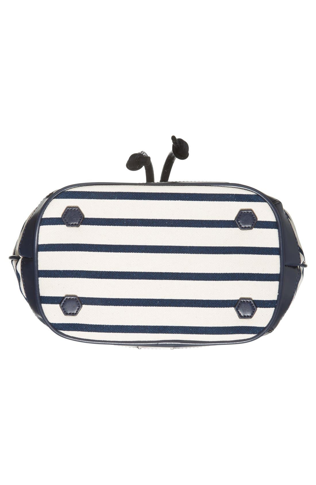 'Fiona' Bucket Bag, Alternate, color, NAVY STRIPE/ SILVER