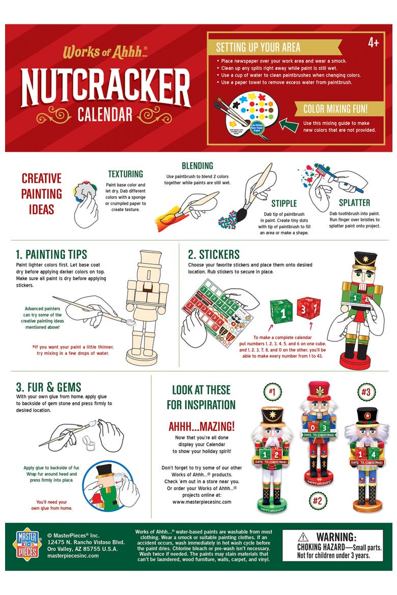 Nutcracker Calendar Wood Paint Set, Alternate, color, Multicolor