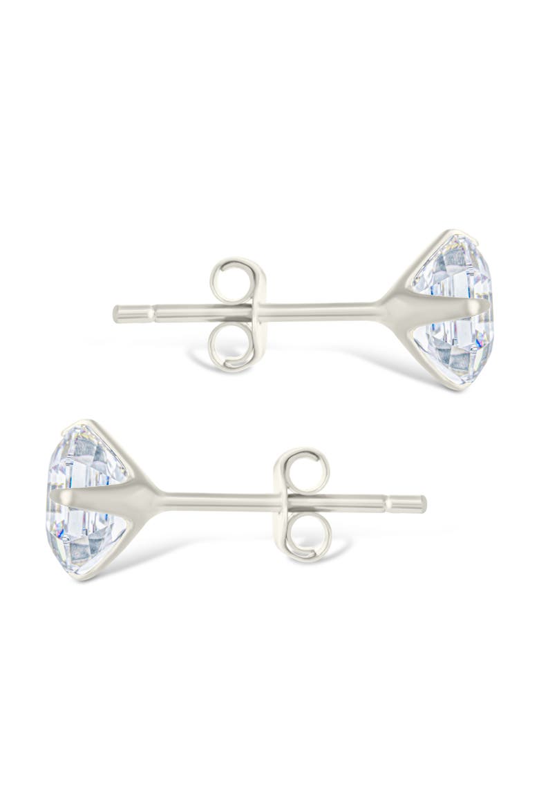 Asscher-Cut Cubic Zirconia Stud Earrings, Alternate, color, SILVER