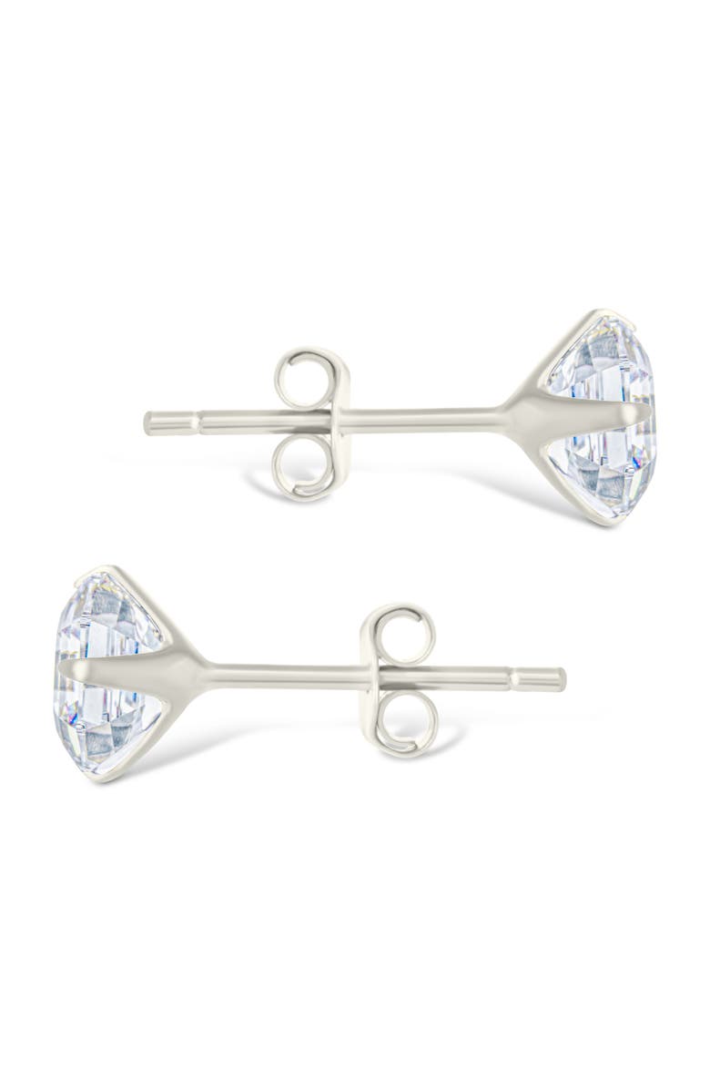 Sterling Forever Asscher-Cut Cubic Zirconia Stud Earrings, Alternate, color, Silver