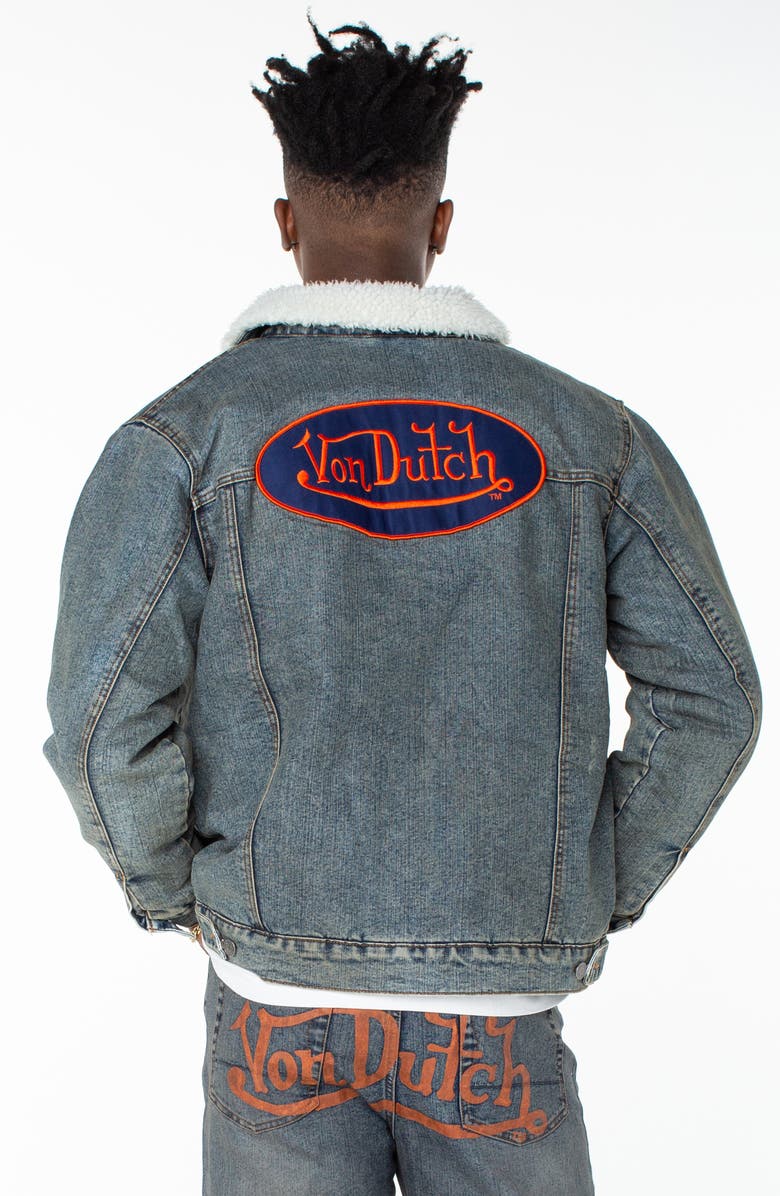 Von Dutch Piston Denim Trucker Jacket, Alternate, color, Hazestone